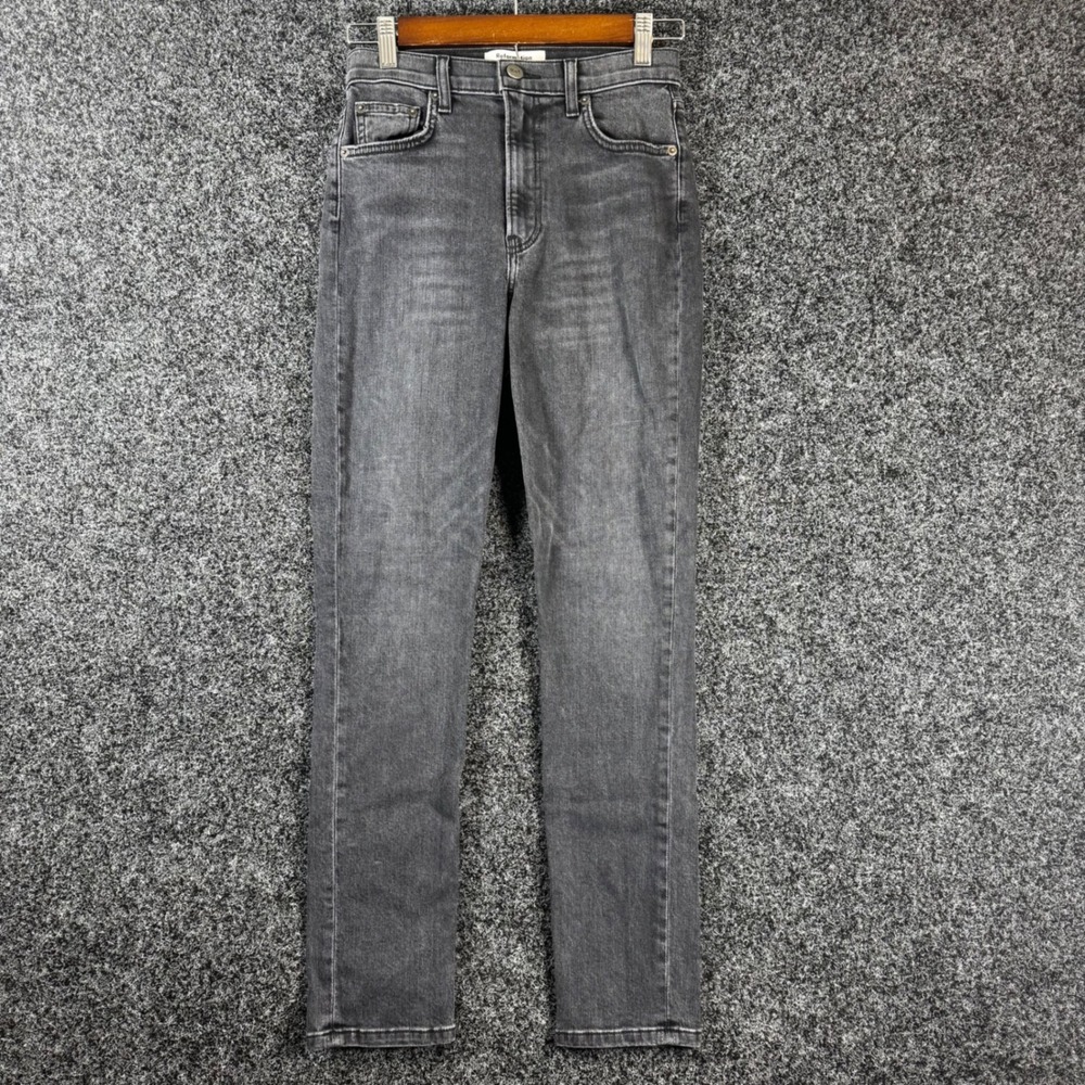 Reformation High & Skinny Crop Jeans Avalon Wash Black Denim Size 25 LY842